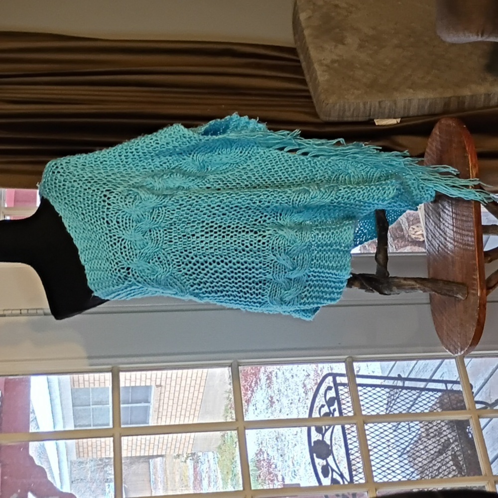 Unique Handmade Teal Off The Shoulder Infinity Shawl Poncho